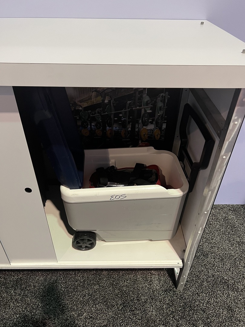 Image of storage area in our custom trade show display counter, Model A, Model D.