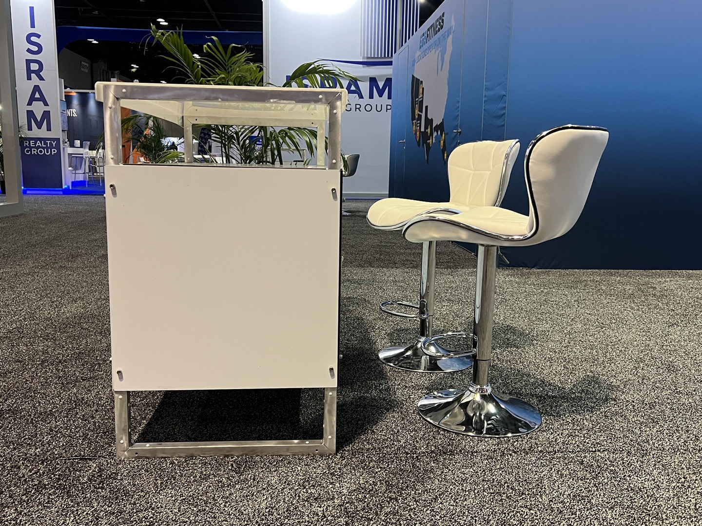 tradeshow booth seating and display counter options.