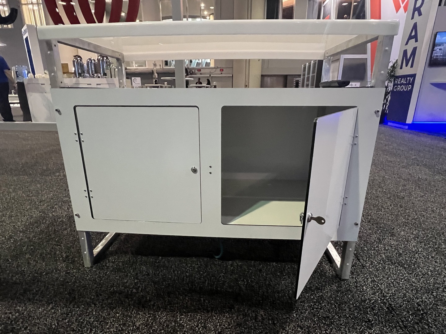 Back locking storage door view of TSD Counters' Model D.