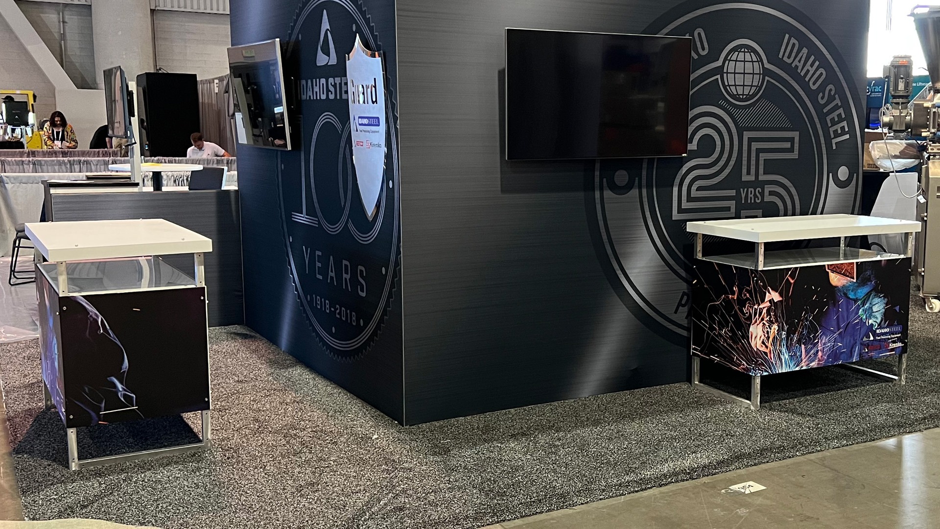 Idaho Steel custom trade show exhibit with display counters by TSD Counters, in Boise.