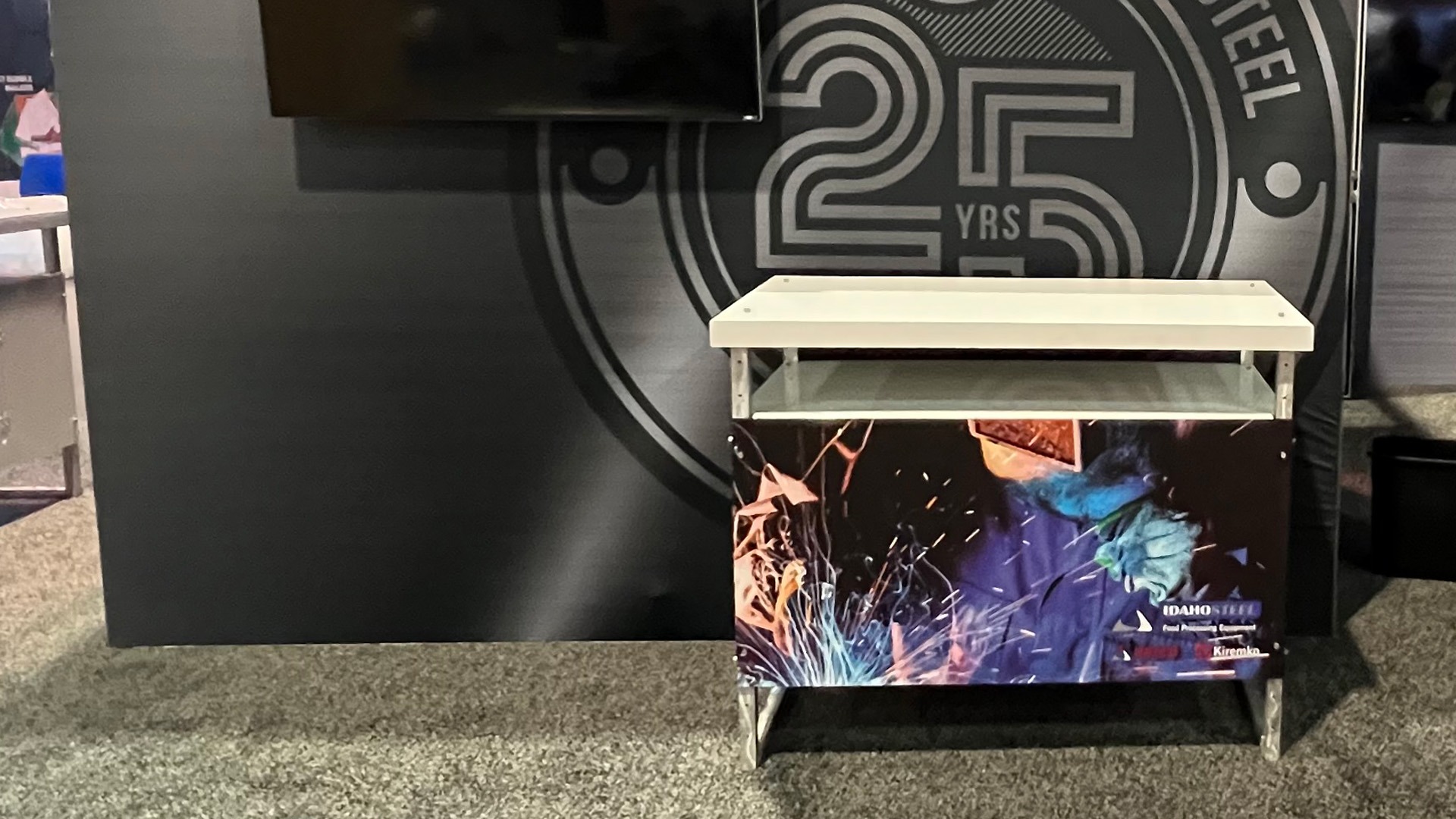 Idaho Steel trade show exhibit at Pack Expo 2023 in Las Vegas, NV, United States. Features custom trade show display counters by TSD Counters in Boise, ID.